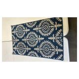 Navy Blue and White Floral Area Rug, 19"x33"