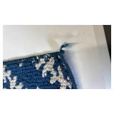 Navy Blue and White Floral Area Rug, 19"x33"