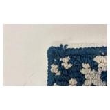 Navy Blue and White Floral Area Rug, 19"x33"