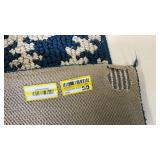 Navy Blue and White Floral Area Rug, 19"x33"