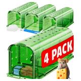 Motel Mouse Humane Mouse Traps No Kill Live Catch and Release 4 Pack - Reusable, Easy to Use & Clean, No Touch Release, Sensitive Includes Cleaning Brush, Instruction Manual & Video - Mousetrap - Reta