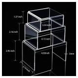 2 Sets Acrylic Display Risers, Product Stand, Jewelry Display Riser Shelf Showcase Fixtures for Dessert Cupcake Candy Figure Treat Action Showcase(Clear, Small Set) - Retail: $10