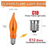Christmas Orange Flicker Flame Light Bulbs, Crystal Orange Flame Tip Candelabra Replacement Bulbs, Flickering Bulbs Dances with Flame, 1 Watts, E12 Candelabra Base, 12 Pack - Retail: $14