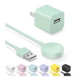Apple Watch Charger, Magnetic Fast Charger to USB A Cable 3.3FT with USB A Wall Plug Adapter for Apple iWatch Series Ultra/10/9/8/7/6/SE/5/4/3/2 (Green) - Retail: $12