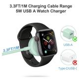 Apple Watch Charger, Magnetic Fast Charger to USB A Cable 3.3FT with USB A Wall Plug Adapter for Apple iWatch Series Ultra/10/9/8/7/6/SE/5/4/3/2 (Green) - Retail: $12