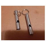 2PCS Mini Stainless Steel Survival Whistle Perfect for Camping, Hiking and Boating Loud Emergency Whistle with Far Distance Rang for Sporting Events and Call Your Dog Keychain Included