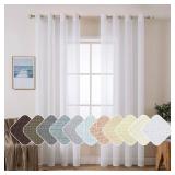 Natural Linen Sheer Window Curtains - Elegant Solid White Drapes Grommet Top Voile Panels for Bedroom Living Room (52X90 Inch) - Retail: $22