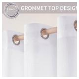 Natural Linen Sheer Window Curtains - Elegant Solid White Drapes Grommet Top Voile Panels for Bedroom Living Room (52X90 Inch) - Retail: $22