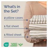 King Size 4 Piece Sheet Set - Comfy Breathable & Cooling Bed Sheets Set - Hotel Luxury Bedding for Women, Men, Kids, Teens, Boys & Girls - Deep Pockets, Soft, Wrinkle Free - Oeko-Tex - Beige Stripes 2