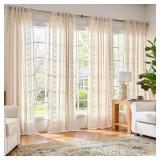 Boho Curtains for Bedroom Ivory Vintage Floral Farmhouse Curtains 84 Inches Long Linen Drapes for Living Room Embroidered Light Filtering Drapes Rod Pocket Ivory on Beige 2 Panels - Retail: $54
