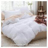 Bright White Duvet Cover Queen Size - 3 Pieces Prewashed Extra Soft Bedding Set, Includes 1 Duvet Cover 90x90 Inches with Zipper Closure & 2 Pillow Shams, Comforter Not Included - Retail: $28
