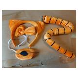 4 PCS Cat Costume Accessory Set-Orange Cat Ears Headband, Nose, Bowtie and Striped Tail for Halloween Christmas Festival Theme Party Cosplay - Retail: $14