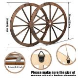 2 Pcs Wagon Wheel Decor Wooden Western Cowboy Party Decorations Vintage Rustic Wagon Wheel Wood Cartwheel Decor for Bar Garage Indoor Outdoor (Brown,12 Inch) - Retail: $14