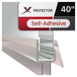 Frameless Shower Door Bottom Seal X-Protector - 40 Shower Door Seal For All Door Thicknesses - Self-Adhesive Shower Door Sweep - Premium Door Bottom Seal Strip - Silicone Glass Shower Door Seal Strip 