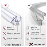 Frameless Shower Door Bottom Seal X-Protector - 40 Shower Door Seal For All Door Thicknesses - Self-Adhesive Shower Door Sweep - Premium Door Bottom Seal Strip - Silicone Glass Shower Door Seal Strip 