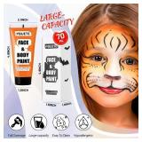 Orange Water Based Face Body Paint, 2.37 OZ Large Tube Full Coverage Face Paint for Tiger Pumpkin Cosplay, Washable Orange Body Painting Cream for Adult Carnival Halloween SFX Makeup - Retail: $9