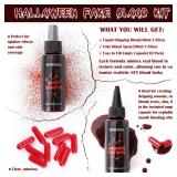 Halloween Fake Blood Kit, 1.76oz Blood Spray + 1.76oz Dripping Blood + 10 Fillable Empty Capsules, Realistic Washable Fake Blood Makeup for Mouth Clothes Zombie Vampire Monster SFX Cosplay - Retail: $