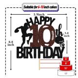 American Football Happy 10th Birthday Cake Topper, Glitter Touchdown Football Sports Theme 10 Years Old Birthday Party Decorations Supplies for Boy - Retail: $8