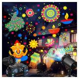 Happy Diwali Projector Lights Outdoor Festival LED Projector Decorations Elephant Sun on Dynamic Waterproof Outdoor Indoor Diwali Festival Projection for Landscape Garden Yard Patio Party - Retail: $2