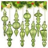 8 Pcs 6 Inch Mercury Glass Finial Christmas Ornaments Hanging Christmas Finials Glass Ornaments Assorted Mercury Decor for Vintage Holiday Xmas Tree Decoration(Fresh Green) - Retail: $22