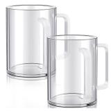 2 Pcs Judaica Hand Washing Cup with Dual Handles for Netilat Yadayim 5 Acrylic Clear Negel Vasser Jewish Ritual Kohanim Holiday Gifts(White Handle) - Retail: $33"