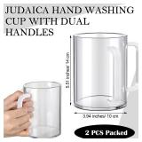2 Pcs Judaica Hand Washing Cup with Dual Handles for Netilat Yadayim 5 Acrylic Clear Negel Vasser Jewish Ritual Kohanim Holiday Gifts(White Handle) - Retail: $33"