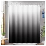 Shower Curtain, Cloth Ombre Black Shower Curtain Set with 12 Hooks, Washable Fabric Black and White Shower Curtain, Rustic Farmhouse Bathroom Shower Curtain, 72x72 Inches - Retail: $12
