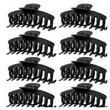 Hair Claw Clips for Women - 8PK Large Neutral Matte Jumbo Hair Clips for Thick, Thin, Long, Short, Curly Hair Girls, Big Jaw Clip Set for Daily Use(Midnight Black) - Retail: $9