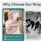 Pawfun Self-Adhesive Cat Grooming Wrap, Cozy Cat Wrap for Cutting Nails, Breathable Anti-Scratch Cat Swaddle Bag for Brushing, Ear Cleaning, Dental Care, Medication, Injections, Grey, S