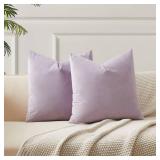 Decorative 20x20 Pillow Covers Set of 2 Velvet Throw Pillow Covers for Couch Sofa Bed Soft Cushion Covers Cases with Hidden Zipper for Living Room Home,Lilac - Retail: $15