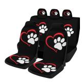 2 Pcs Premium Heart-Shaped Paw Print Car Seat Cover, Breathable & Washable Car Seat Covers Head Sets, Fashionable Printed Seat Covers for Cars Interior, Universal Fit for Most Cars - Retail: $40