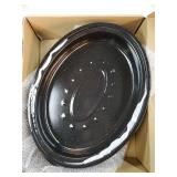16 Inch Roasting Pan with Lid - Covered Oval Roaster - Enamel Carbon Steel Roaster Pot - Excellent Heat Distribution and Non-sticky. BOTTOM EDGE DENTED and Scratched - Retail: $30