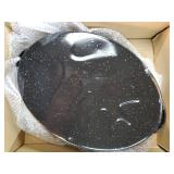 16 Inch Roasting Pan with Lid - Covered Oval Roaster - Enamel Carbon Steel Roaster Pot - Excellent Heat Distribution and Non-sticky. BOTTOM EDGE DENTED and Scratched - Retail: $30