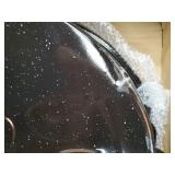 16 Inch Roasting Pan with Lid - Covered Oval Roaster - Enamel Carbon Steel Roaster Pot - Excellent Heat Distribution and Non-sticky. BOTTOM EDGE DENTED and Scratched - Retail: $30