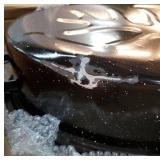 16 Inch Roasting Pan with Lid - Covered Oval Roaster - Enamel Carbon Steel Roaster Pot - Excellent Heat Distribution and Non-sticky. BOTTOM EDGE DENTED and Scratched - Retail: $30