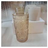 Amber Glassware set of 4 Vintage Drinking Glasses, 12oz Amber Heavy Duty Glass Cups, Old Fashioned Glass, Highball Glasses Set for Party Wedding Home Office Glassesware Gift - Retail: $26