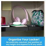 LockerMate Adjust-A-Shelf Locker Shelf, Extends to Fit Your Locker, Easy to Use, Perfect for School, Office, Gym, Black, 2-Pack - Retail: $26