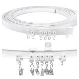 Ceiling Curtain Track, Flexible Bendable Curtain Track Wall Mount Curved Sliding Curtain Rail 20Ft Ceiling Track Set System for RV Room Divider Bay Window - Retail: $31