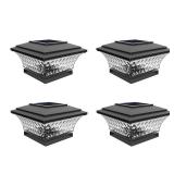 Solar Post Cap Lights Outdoor LED Lighting Deck Fence Cap Light Two Light Modes Warm White/Bright White Suitable for 4x4 Wooden Posts Black 4PK - Retail: $38
