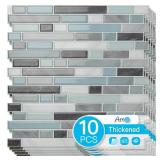 Art3d 10-Sheet Heavy-Duty Peel and Stick Backsplash, Waterproof Wall Tiles Stick on Kitchen Backsplash Living Space, Gray & Blue - Retail: $35