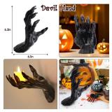 Halloween Decorations Indoor Gothic Decor: Pack of 3 Wall Mounted Creepy Reaching Hands with Lighted Candles for Gothic Wall Decorations - Retail: $20