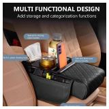 5-in-1 Center Console Cover with Cup Holder & Phone Slot, Universal Car Armrest Cushion Organizer, Leather Armrest Cover for Car - Retail: $21