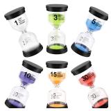 Sand Timer, Sand Timers Colorful 1/3/5/10/15/30 Minutes Sandglass Timer with Protective Cover for Classroom Home Office Cooking (Pack of 6) Multicolor - Retail: $17