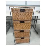 4-Tier Wicker Storage Basket Organizer with Metal Frame