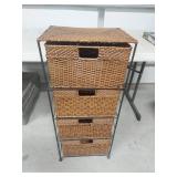 4-Tier Wicker Storage Basket Organizer with Metal Frame