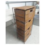4-Tier Wicker Storage Basket Organizer with Metal Frame