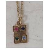 Birthstone Pendant and Chain - Pendant marked 10k