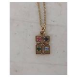 Birthstone Pendant and Chain - Pendant marked 10k