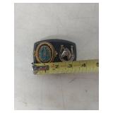 Western Belt Buckle with Turquoise and Horse Design