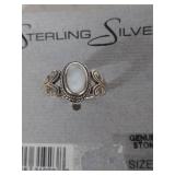 Sterling Silver Mother of Pearl Ring Size 7